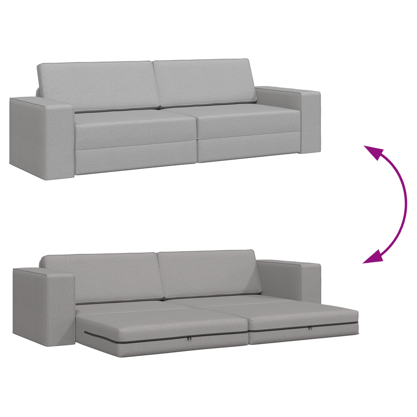 Sofá Cama 2-em-1 Cinza Nuvem 245x150x60.5 cm Tecido