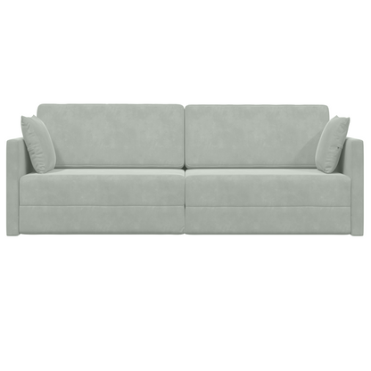 Sofá Cama de Chão 2-em-1 Cinza Claro 213x144x60 cm Veludo