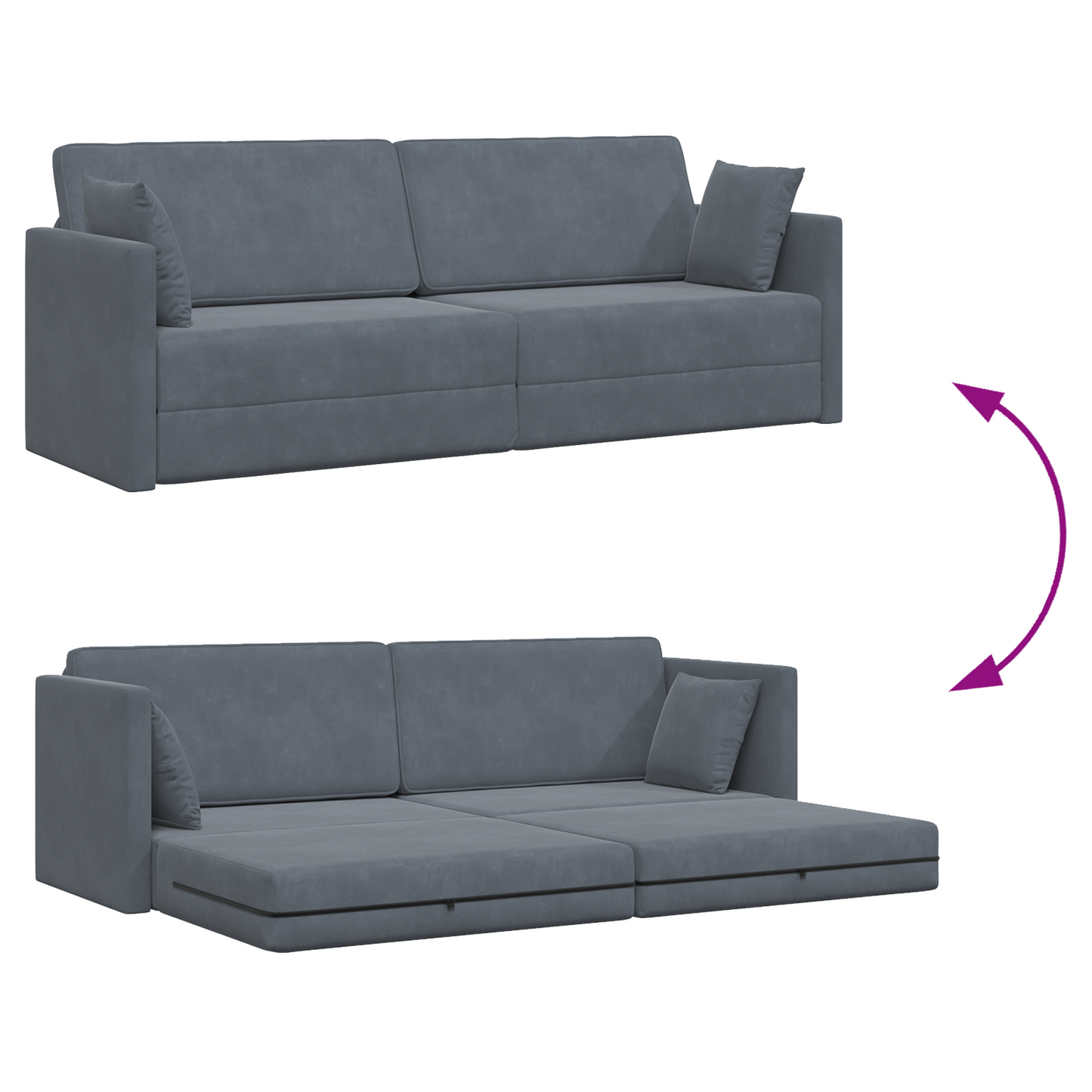 Sofá Cama 2 em 1 Cinza Escuro 213x144x60 cm Veludo