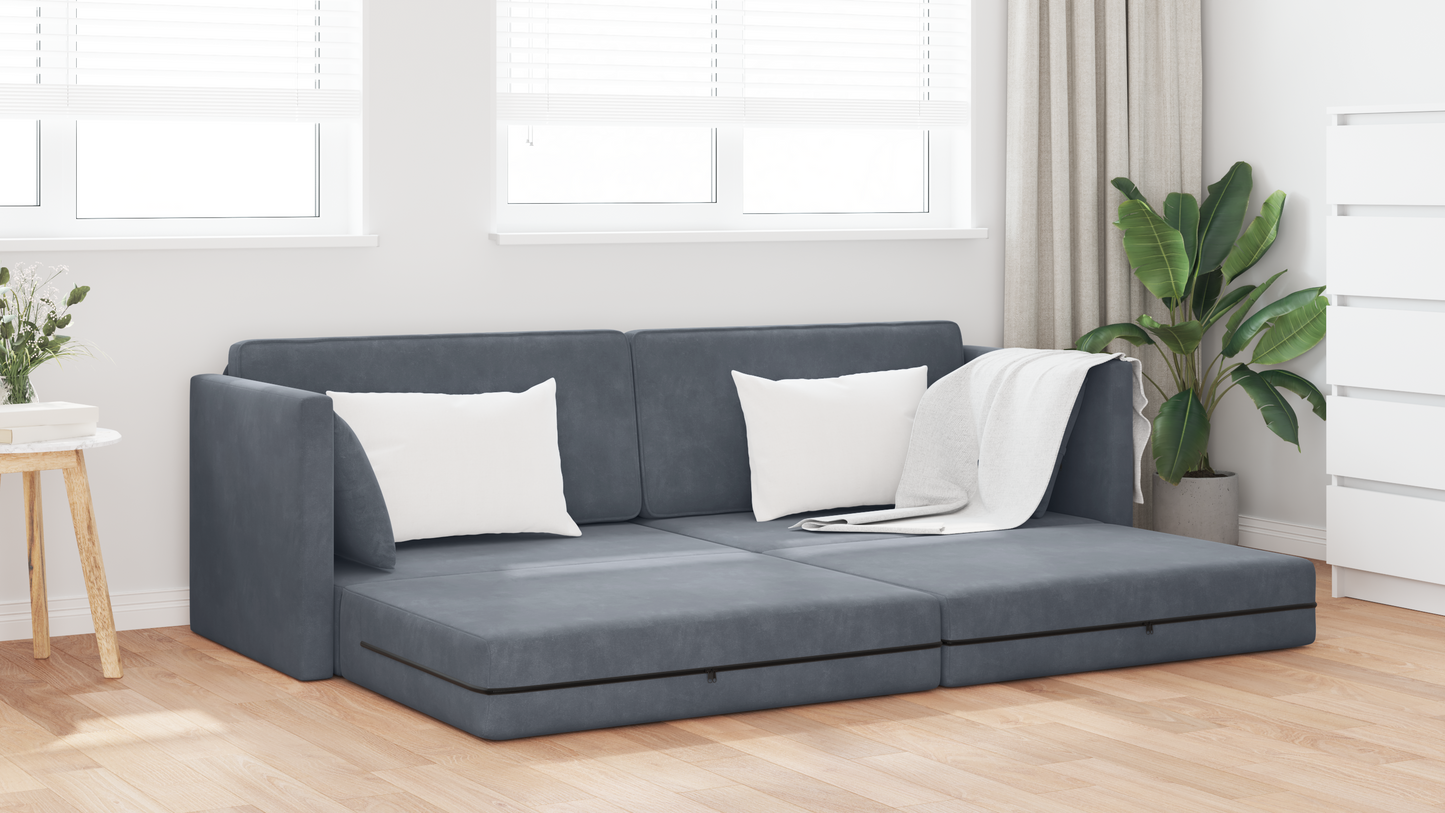 Sofá Cama 2 em 1 Cinza Escuro 213x144x60 cm Veludo