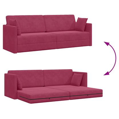 Sofá-Camas 2 em 1 Vermelho Vinho 213x144x60 cm Veludo