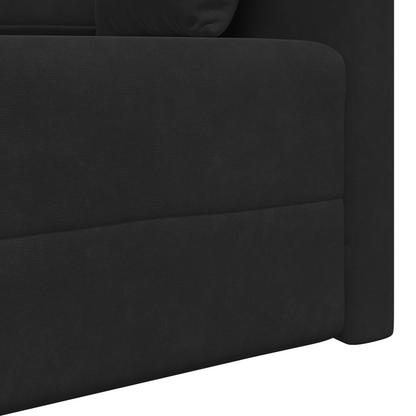 Sofá Cama de Piso 2-em-1 Preto 213x144x60 cm Poliéster