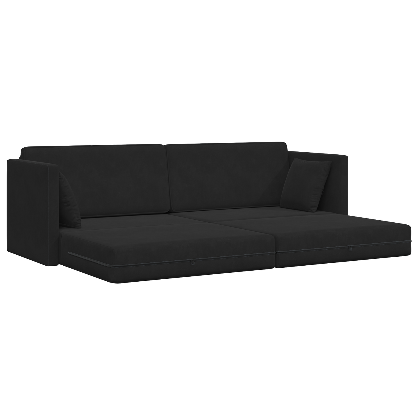 Sofá Cama de Piso 2-em-1 Preto 213x144x60 cm Poliéster