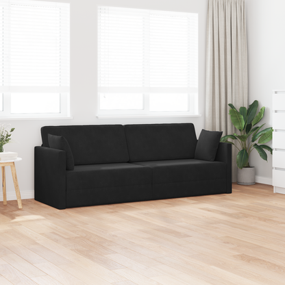 Sofá Cama de Piso 2-em-1 Preto 213x144x60 cm Poliéster
