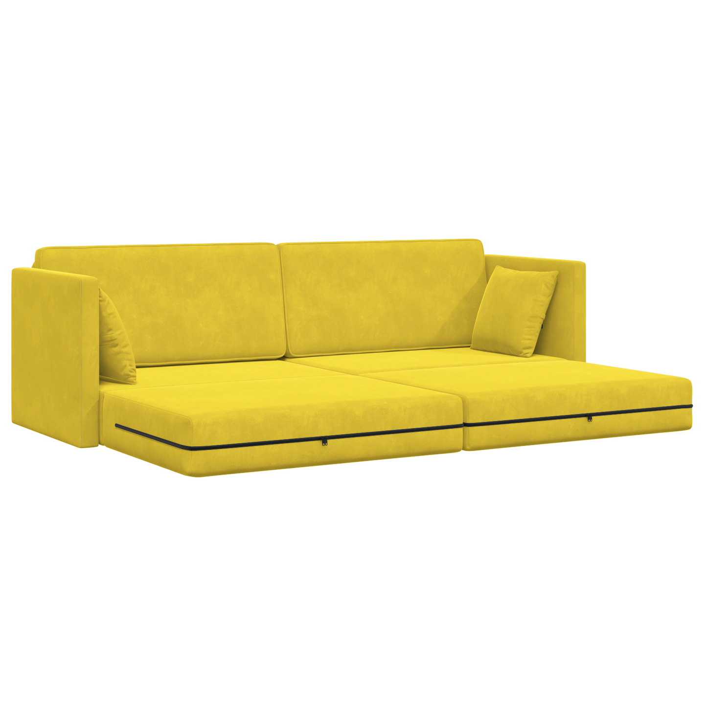 Sofá-Cama de Chão 2 em 1 Amarelo 213x144x60 cm Veludo