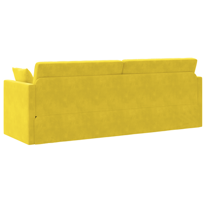 Sofá-Cama de Chão 2 em 1 Amarelo 213x144x60 cm Veludo