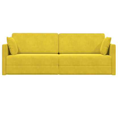 Sofá-Cama de Chão 2 em 1 Amarelo 213x144x60 cm Veludo