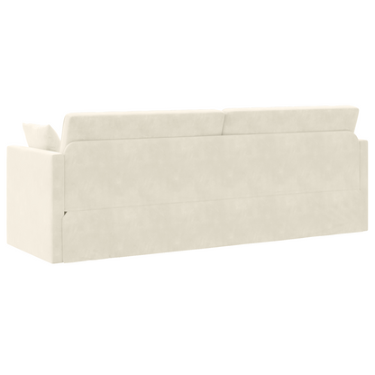 Sofá Cama de Chão 2 em 1 Creme 213x144x60 cm Veludo