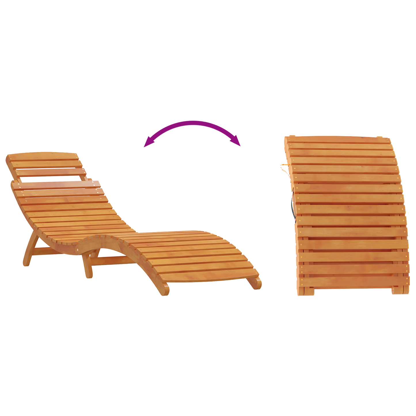 Conjunto de 3 Peças de Espreguiçadeira com Mesa Lateral em Madeira de Acácia
