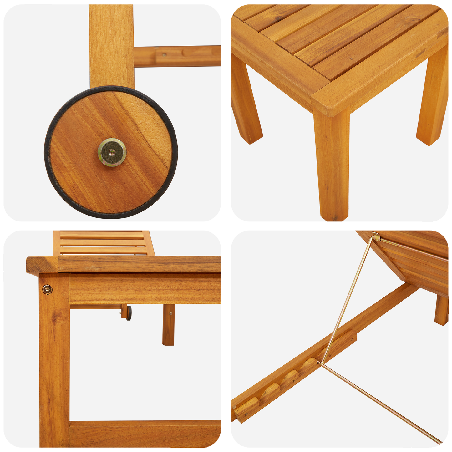 Espreguiçadeira com Mesa de Madeira Sólida de Acácia