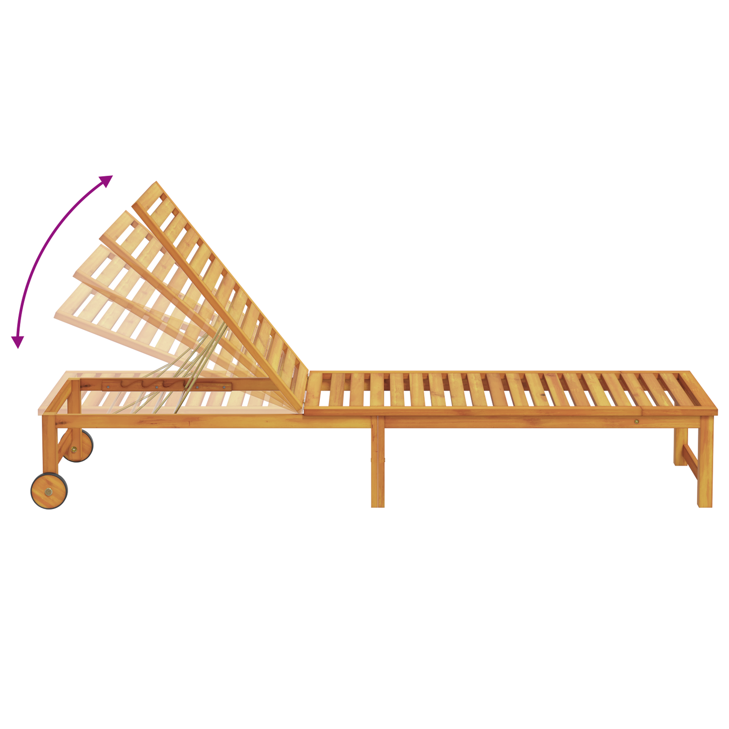 Espreguiçadeira com Mesa de Madeira Sólida de Acácia