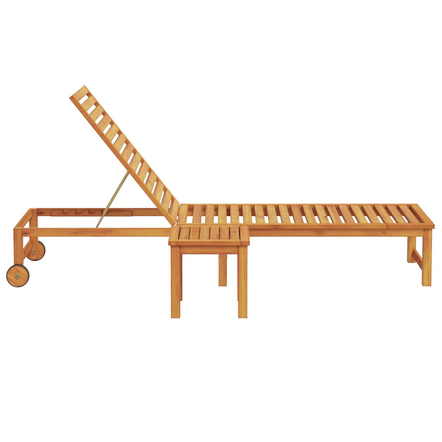 Espreguiçadeira com Mesa de Madeira Sólida de Acácia