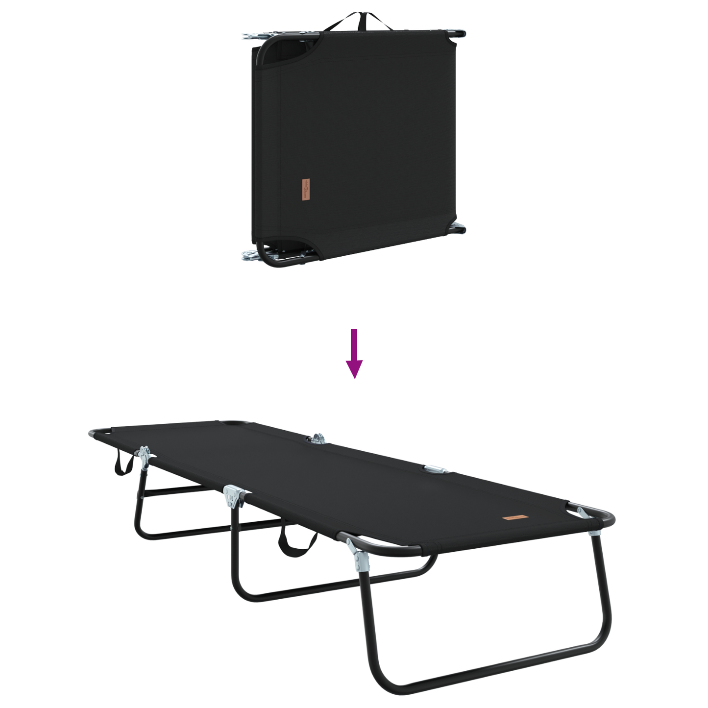 Espreguiçadeira Dobrável 2 pcs Portátil Preta 600D Tecido Oxford