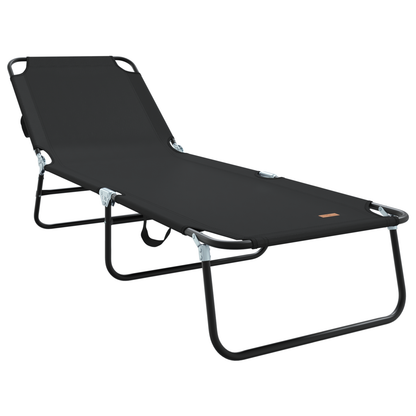 Espreguiçadeira Dobrável 2 pcs Portátil Preta 600D Tecido Oxford