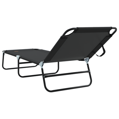 Espreguiçadeira Dobrável 2 pcs Portátil Preta 600D Tecido Oxford
