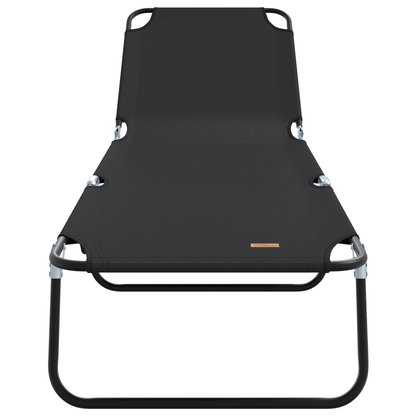 Espreguiçadeira Dobrável 2 pcs Portátil Preta 600D Tecido Oxford