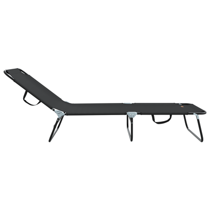 Espreguiçadeira Dobrável 2 pcs Portátil Preta 600D Tecido Oxford