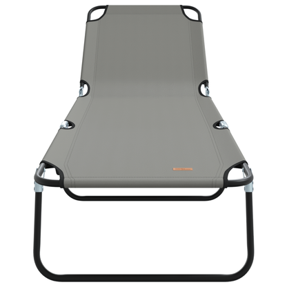 Espreguiçadeira Dobrável 2 pcs Cinza em tecido Oxford 600D