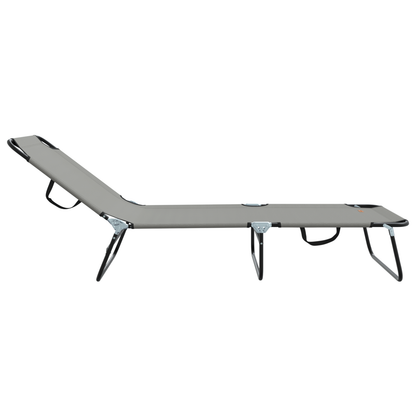 Espreguiçadeira Dobrável 2 pcs Cinza em tecido Oxford 600D