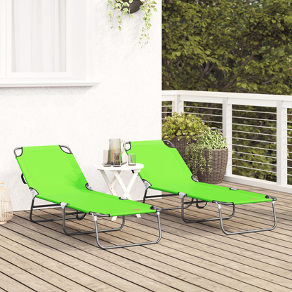 Espreguiçadeira Dobrável 2 pcs Verde Portátil Tecido Oxford 600D