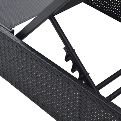 Espreguiçadeira Preta 60x200x27 cm Rattan Sintético