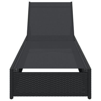 Espreguiçadeira Preta 60x200x27 cm Rattan Sintético