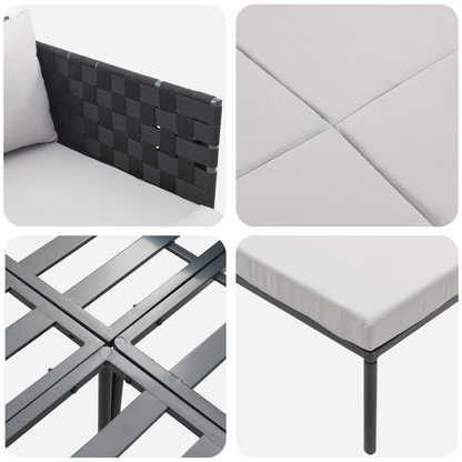 Espreguiçadeira vidaXL com Almofadas para 2 Pessoas Cinza 115x153x69,5 cm Aço
