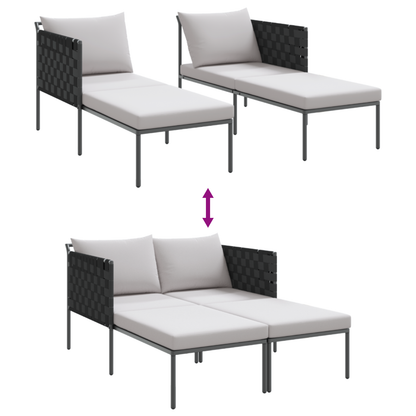 Espreguiçadeira vidaXL com Almofadas para 2 Pessoas Cinza 115x153x69,5 cm Aço