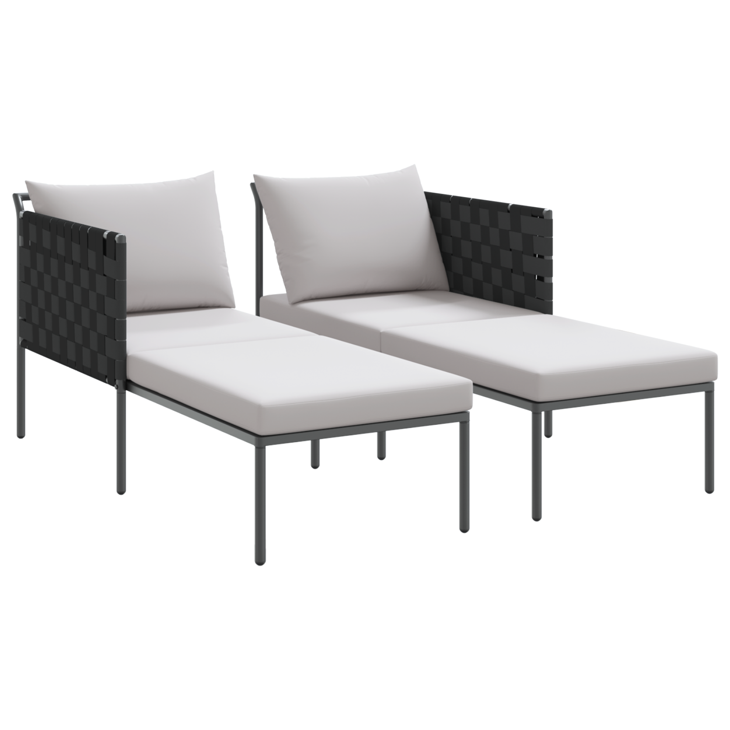 Espreguiçadeira vidaXL com Almofadas para 2 Pessoas Cinza 115x153x69,5 cm Aço