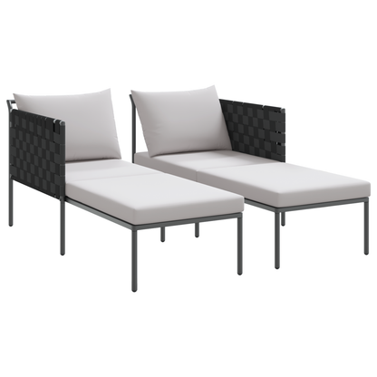 Espreguiçadeira vidaXL com Almofadas para 2 Pessoas Cinza 115x153x69,5 cm Aço