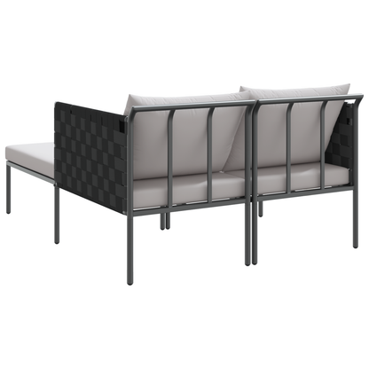 Espreguiçadeira vidaXL com Almofadas para 2 Pessoas Cinza 115x153x69,5 cm Aço