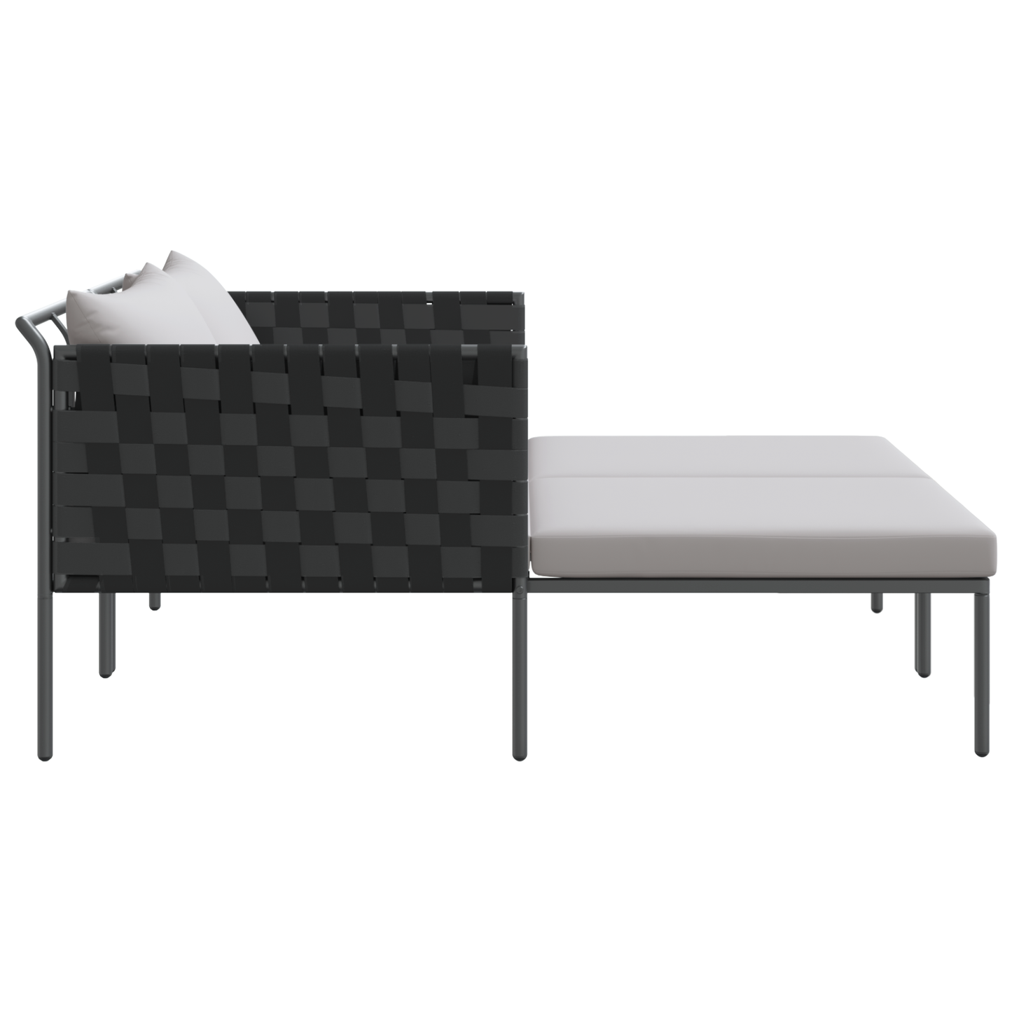 Espreguiçadeira vidaXL com Almofadas para 2 Pessoas Cinza 115x153x69,5 cm Aço