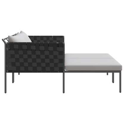 Espreguiçadeira vidaXL com Almofadas para 2 Pessoas Cinza 115x153x69,5 cm Aço