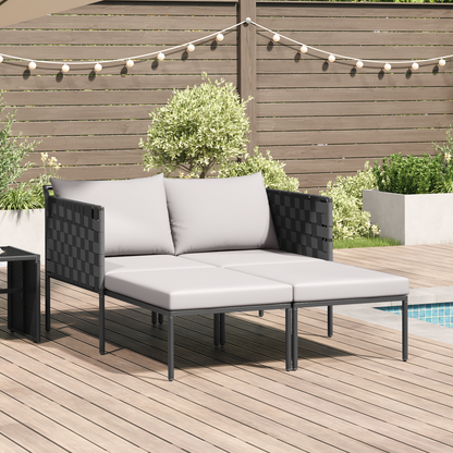 Espreguiçadeira vidaXL com Almofadas para 2 Pessoas Cinza 115x153x69,5 cm Aço