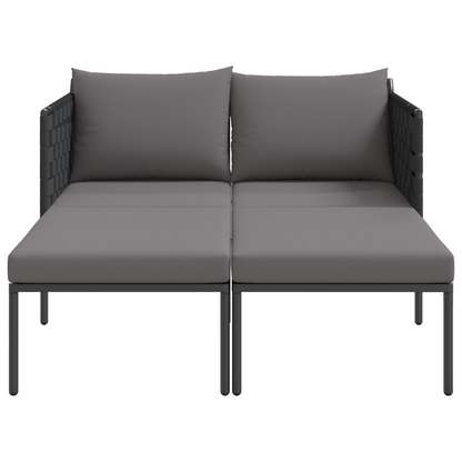 Espreguiçadeira com Almofadas para 2 Pessoas Antracite 115x153x69,5 cm Aço