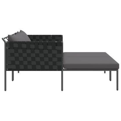 Espreguiçadeira com Almofadas para 2 Pessoas Antracite 115x153x69,5 cm Aço