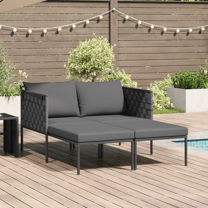 Espreguiçadeira com Almofadas para 2 Pessoas Antracite 115x153x69,5 cm Aço