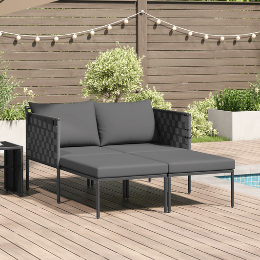 Espreguiçadeira com Almofadas para 2 Pessoas Antracite 115x153x69,5 cm Aço