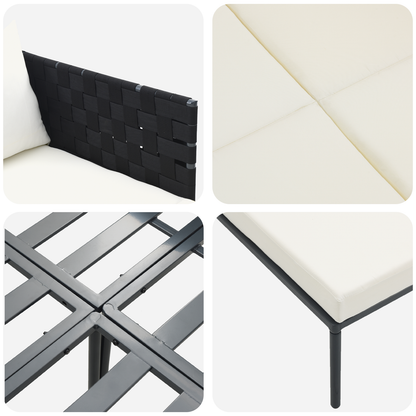 Espreguiçadeira vidaXL com almofadas para 2 pessoas Antacita 115x153x69,5 cm Aço