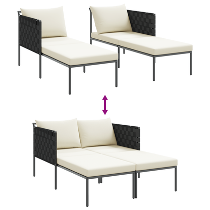 Espreguiçadeira vidaXL com almofadas para 2 pessoas Antacita 115x153x69,5 cm Aço