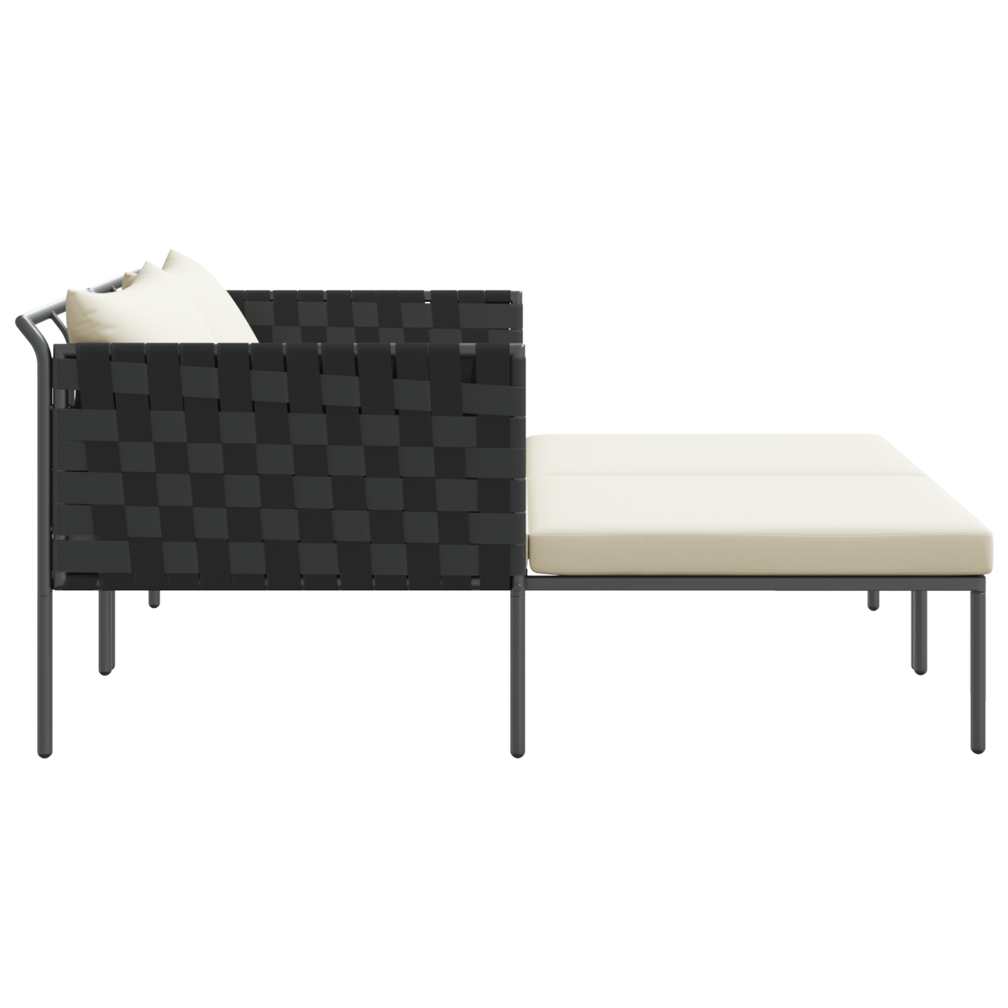 Espreguiçadeira vidaXL com almofadas para 2 pessoas Antacita 115x153x69,5 cm Aço