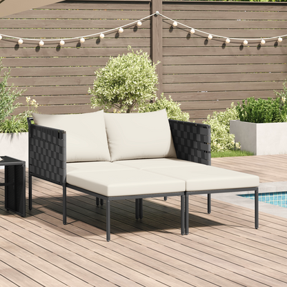 Espreguiçadeira vidaXL com almofadas para 2 pessoas Antacita 115x153x69,5 cm Aço