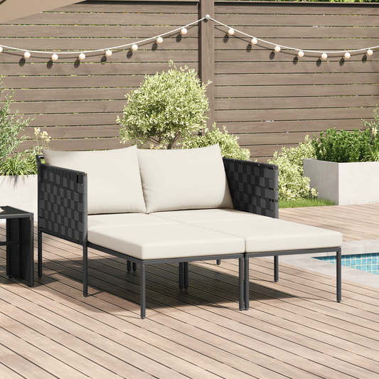 Espreguiçadeira vidaXL com almofadas para 2 pessoas Antacita 115x153x69,5 cm Aço