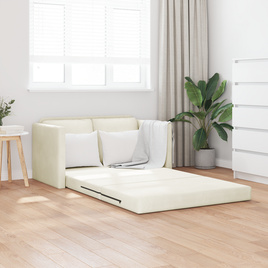 Loveseat 2 lugares Creme Tecido, Madeira 2 lugares