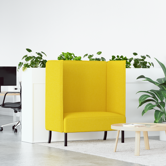 Sofá de Costas Altas Amarelo Claro 109x56x121 cm Tecido